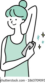 
Illustration of a woman taking care of her armpits