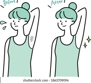 
Illustration of a woman taking care of her armpits svg