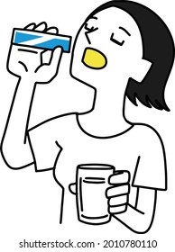 Illustration of a woman taking medicine