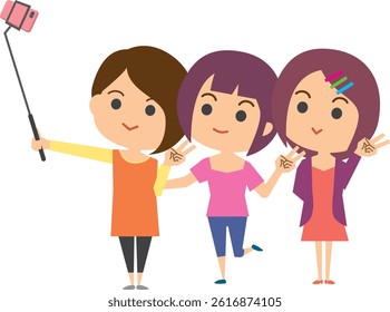 Illustration of a woman taking a selfie with a smartphone