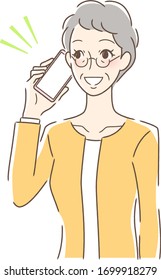 Illustration of a woman talking with a smartphone smiling