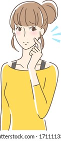 Illustration of a woman tapping her cheek