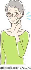 Illustration of a woman tapping her cheek