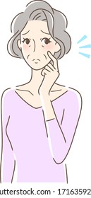 Illustration of a woman tapping her cheek