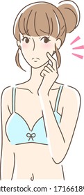 Illustration of a woman tapping her cheek
