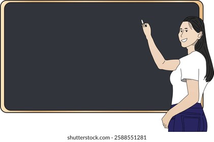 The Illustration of Woman Teacher teaching in front of the class