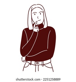 an illustration of woman thinking something can make her happy