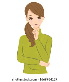 Illustration of a woman thinking worried.