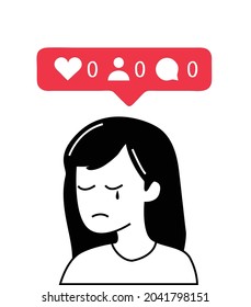 Illustration of a woman thirsting for appreciation on Instagram social media