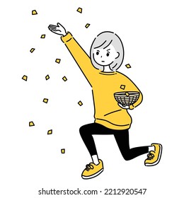 Illustration Of A Woman Throwing Confetti.