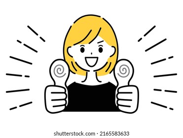 Illustration of a woman thumbs up.