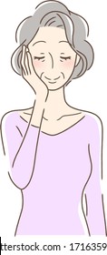 Illustration of a woman touching her cheek with her palm