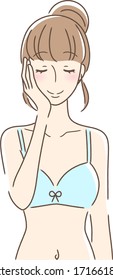 Illustration of a woman touching her cheek with her palm