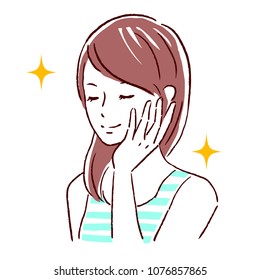 
Illustration of a woman touching her face