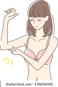 Illustration of a woman touching her upper arm