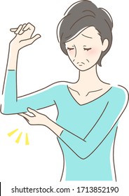 Illustration of a woman touching her upper arm