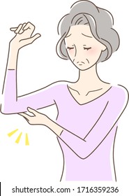 Illustration of a woman touching her upper arm