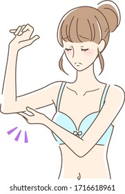 Illustration of a woman touching her upper arm