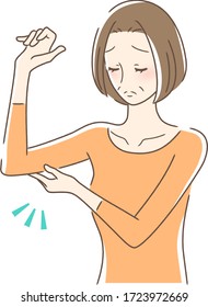 Illustration of a woman touching her upper arm