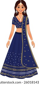 Illustration of Woman in Traditional Indian Attire 