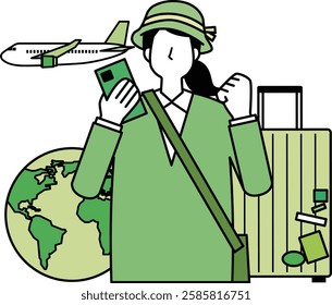 Illustration of a woman traveling abroad