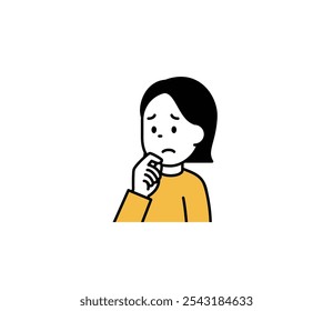 Illustration of a woman with a troubled expression Vector