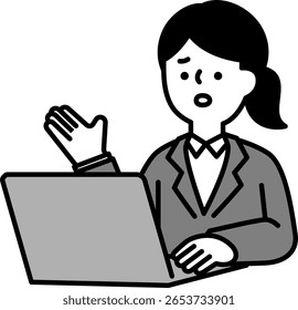 Illustration of a woman with a troubled face conversing online