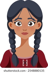 Illustration of a woman with two braids