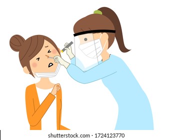 It is an illustration of a woman undergoing the polymerase chain reaction test.