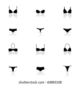 illustration with woman underwear set isolated on white background