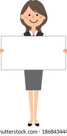 It is an illustration of a woman in uniform holding a whiteboard.