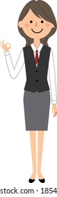 It is an illustration of a woman in uniform signing OK.