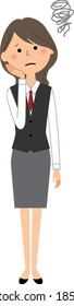 It is an illustration of a woman in a uniform in trouble.