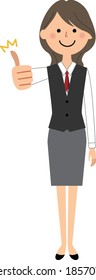 It is an illustration of a woman in a uniform who thumbs up.