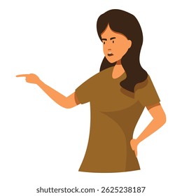 Illustration of a woman with an upset expression pointing her finger aggressively