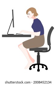 Illustration of a woman using a computer to lean forward with a stoop