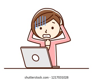 Illustration of a woman using a personal computer.