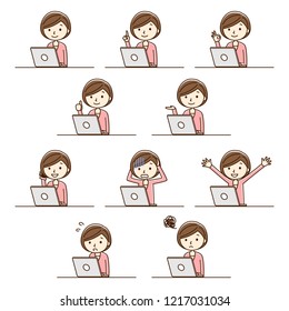 Illustration of a woman using a personal computer.
