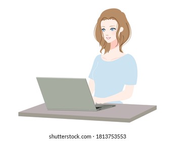 Illustration of a woman using a personal computer