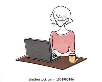 Illustration of a woman using a personal computer