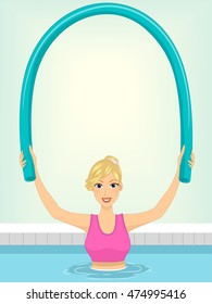 Illustration Of A Woman Using A Pool Noodle To Work Out