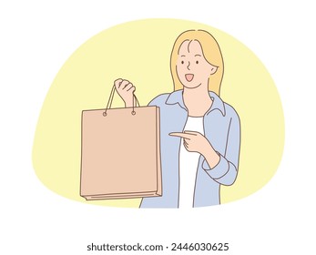 illustration of a woman using a shopping bag