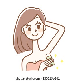 Illustration of a woman using a stick antiperspirant