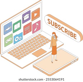 Ilustración de una mujer usando una Suscripción