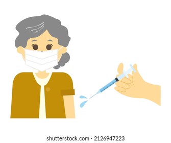 Illustration of a woman vaccinated.　vaccination. vaccination.