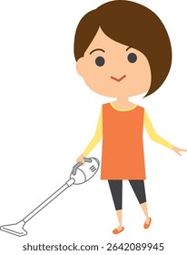Illustration of a woman vacuuming