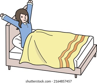 Illustration of a woman waking up in the morning