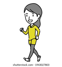 Illustration of a woman walking outside