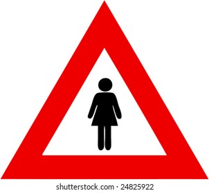 illustration of woman warning sign