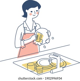 450+ Woman Washing Dishes Stock Illustrations, Royalty-Free Vector Graphics  & Clip Art - iStock